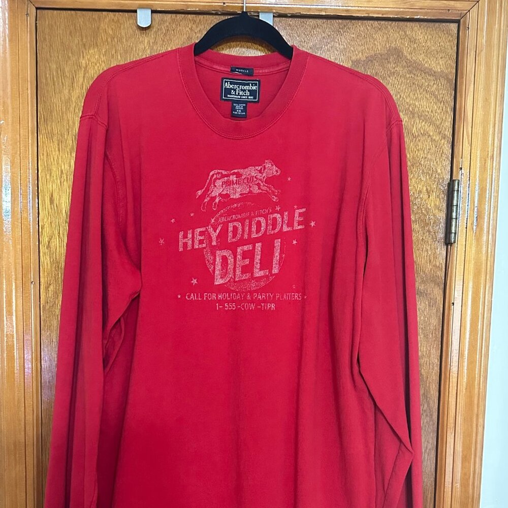 Vintage Abercrombie & Fitch Red Hey Diddle Deli LS Shirt
